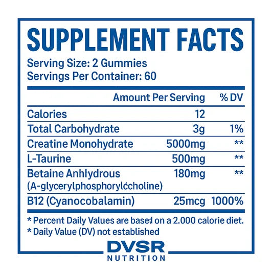 DVSR Creatine Gummies β 5000mg Pure Creatine Monohydrate (Blueberry, 60 count)