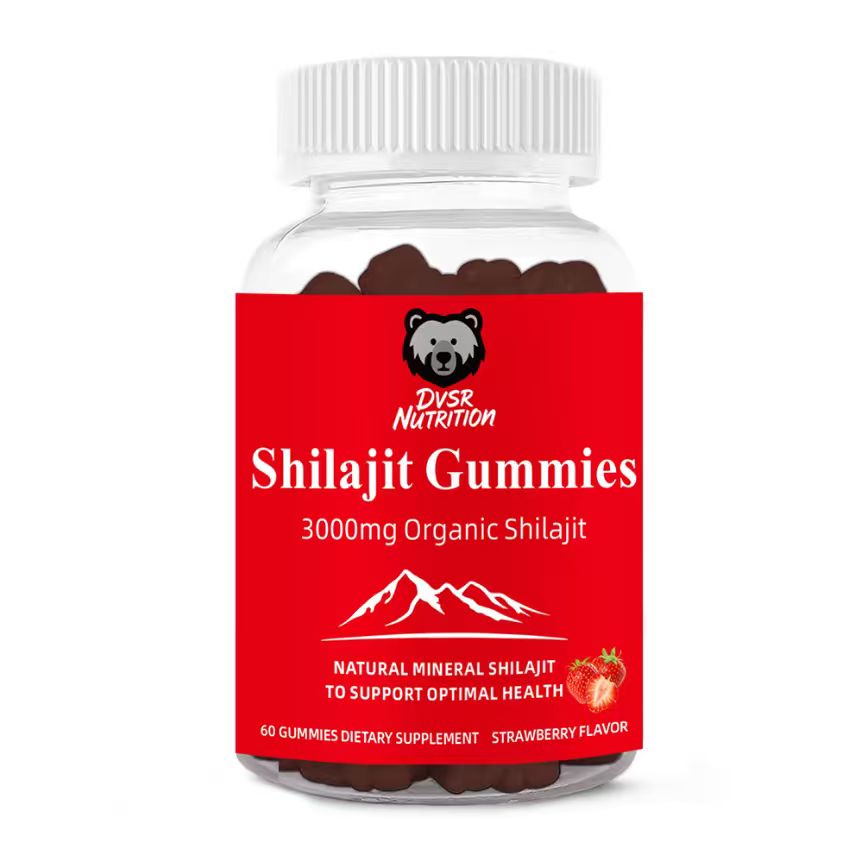 DVSR Shilajit Gummies – 3000mg Natural Energy & Focus Supplement (Strawberry, 60 count)