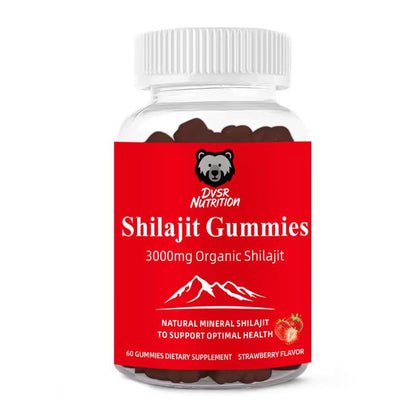 DVSR Shilajit Gummies – 3000mg Natural Energy & Focus Supplement (Strawberry, 60 count)