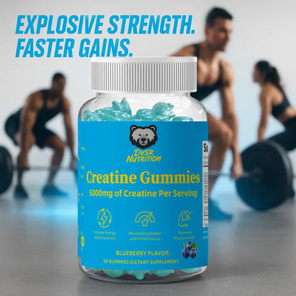 DVSR Creatine Gummies – 5000mg Pure Creatine Monohydrate (Blueberry, 60 count)
